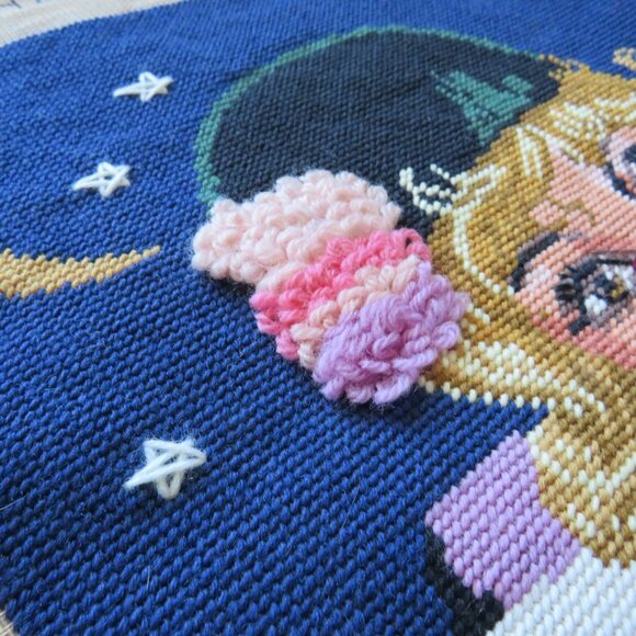 Colombine with Red Rose Creations Margot de Paris Vintage French Needlepoint - Picture 8 of 10